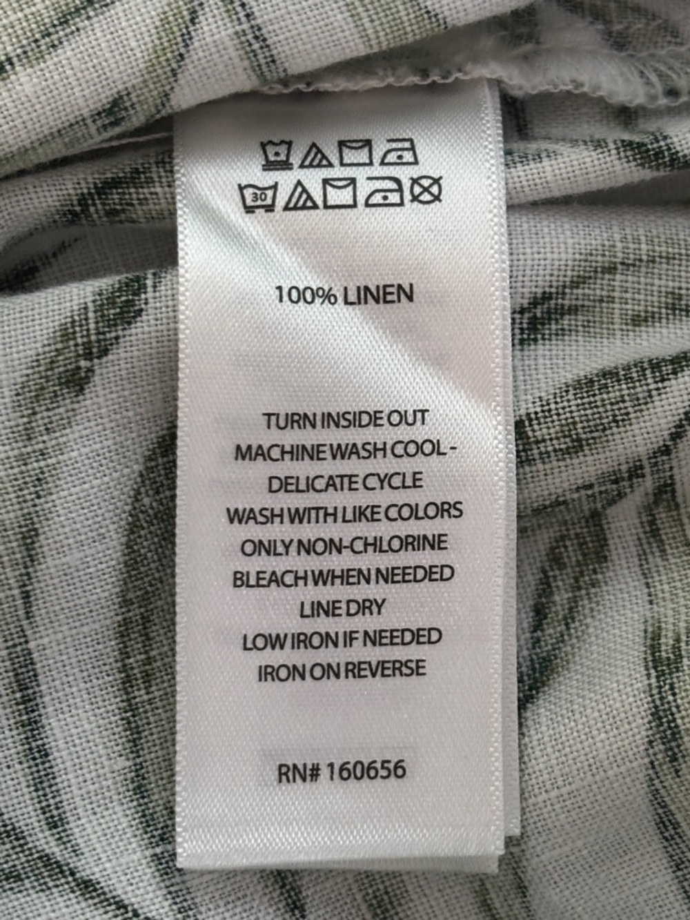 Tahari Linen Cropped Pants White Green Leaf Print 100% Linen Size Large Side Zip - Picture 7 of 11
